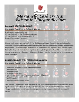 Marianello Cask 25-Year Balsamic Vinegar Recipes