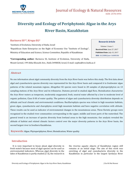 Diversity and Ecology of Periphytonic Algae in the Arys River Basin, Kazakhstan