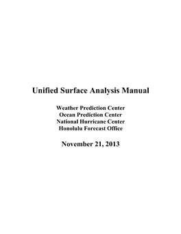 NWS Unified Surface Analysis Manual