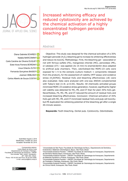 Increased Whitening Efficacy and Reduced Cytotoxicity Are Achieved by the Chemical Activation of a Highly Concentrated Hydrogen Peroxide Bleaching Gel