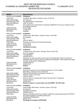 West Devon Borough Council Planning & Licensing Committee 13 January