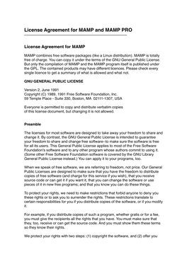 License Agreement for MAMP and MAMP PRO ––––––––––––––––––––––––––––––––––––––––––––––––––