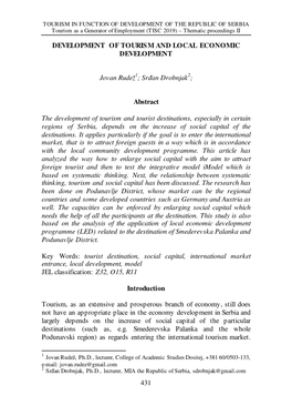 Abstract the Development of Tourism A
