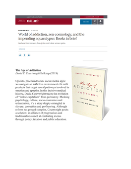 The Age of Addiction David T. Courtwright Belknap (2019) Opioids