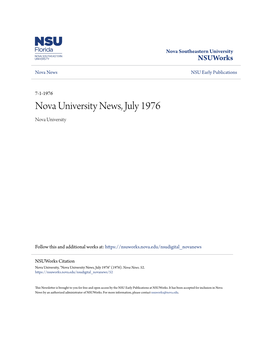 Nova University News, July 1976 Nova University