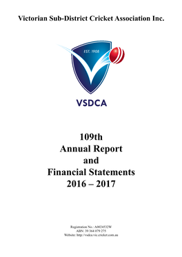 109Th Annual Report and Financial Statements 2016 – 2017