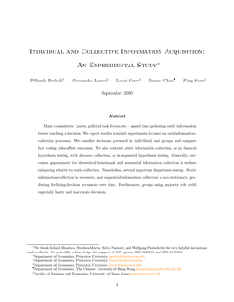 Individual and Collective Information Acquisition: an Experimental Study