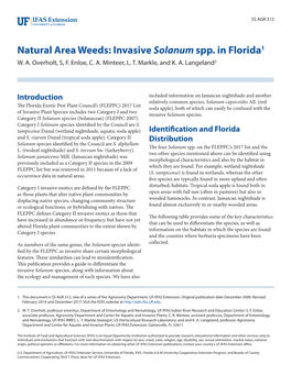 Invasive Solanum Spp. in Florida1 W