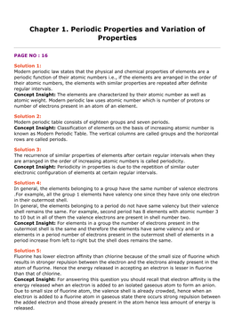 Chapter 1. Periodic Properties and Variation of Properties