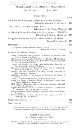 Maryland Historical Magazine, 1961, Volume 56, Issue No. 2