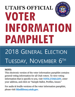 Utah's Official Voter Information Pamphlet