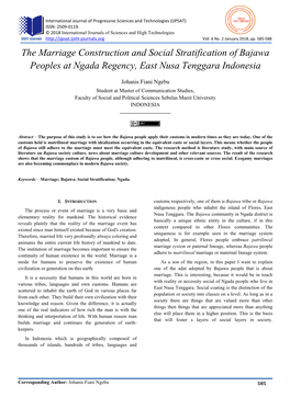 The Marriage Construction and Social Stratification of Bajawa Peoples at Ngada Regency, East Nusa Tenggara Indonesia