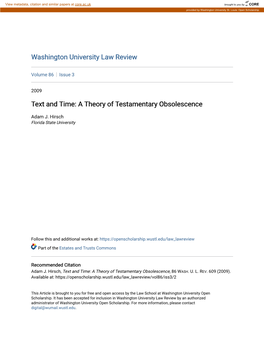 Text and Time: a Theory of Testamentary Obsolescence