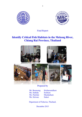 Identify Critical Fish Habitats in the Mekong River, Chiang Rai Province, Thailand