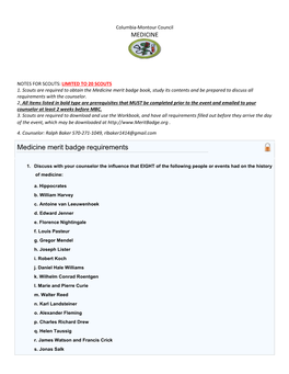 Medicine Merit Badge Requirements