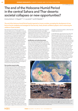 The End of the Holocene Humid Period in the Central Sahara and Thar Deserts: Societal Collapses Or New Opportunities? Andrea Zerboni1, S