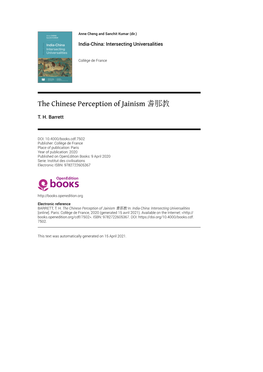 The Chinese Perception of Jainism 耆那教