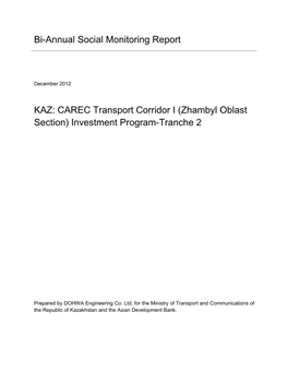 KAZ: CAREC Transport Corridor I (Zhambyl Oblast Section) Investment Program-Tranche 2