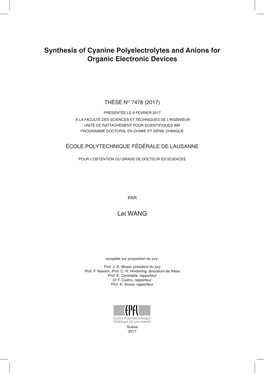 Synthesis of Cyanine Polyelectrolytes and Anions for Organic Electronic Devices