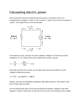 Calculating Electric Power