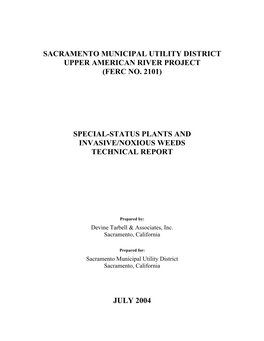 Special-Status Plants and Invasive/Noxious Weeds Technical Report