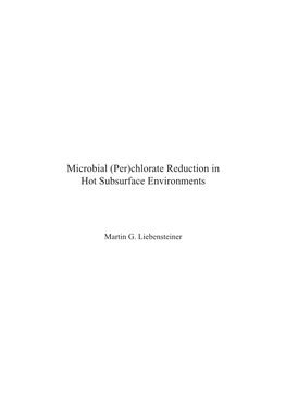 Microbial (Per)Chlorate Reduction in Hot Subsurface Environments