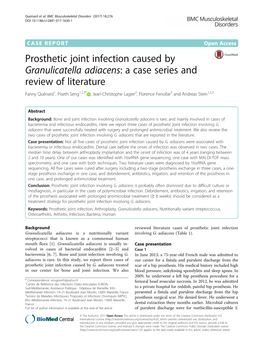 Prosthetic Joint Infection Caused by Granulicatella Adiacens