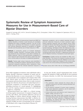 Systematic Review of Symptom Assessment Measures for Use in Measurement-Based Care of Bipolar Disorders