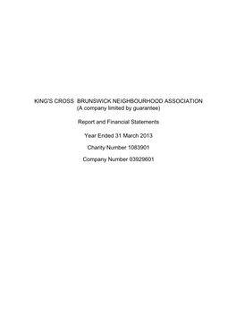 KING's CROSS BRUNSWICK NEIGHBOURHOOD ASSOCIATION (A Company Limited by Guarantee)