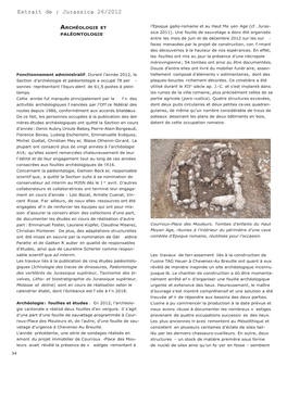 Archéologie Et Paléontologie, Rapport D'activité 2012