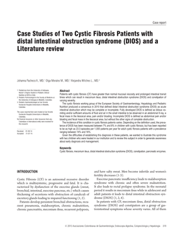 Case Studies of Two Cystic Fibrosis Patients with Distal Intestinal Obstruction Syndrome (DIOS) and a Literature Review