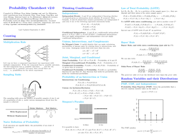 Probability Cheatsheet V2.0 Thinking Conditionally Law of Total Probability (LOTP)