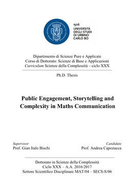 Public Engagement, Storytelling and Complexity in Maths Communication