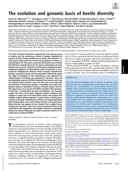 The Evolution and Genomic Basis of Beetle Diversity