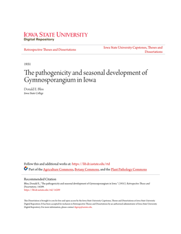 The Pathogenicity and Seasonal Development of Gymnosporangium