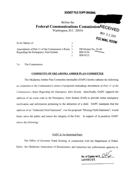 Federal Communications Commissionre"CE"/Lt, Washington, D.C