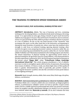 The Training to Improve Speed Yoshinkan Aikido