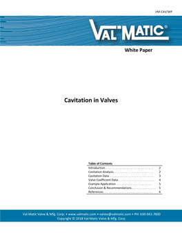 Cavitation in Valves