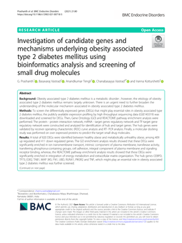 Investigation of Candidate Genes and Mechanisms Underlying Obesity