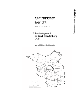 Bundestagswahl 2021 Im Land Brandenburg; Vorwahldaten
