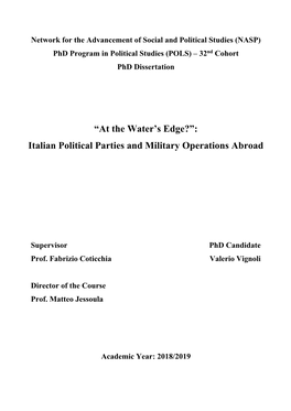 Italian Political Parties and Military Operations Abroad