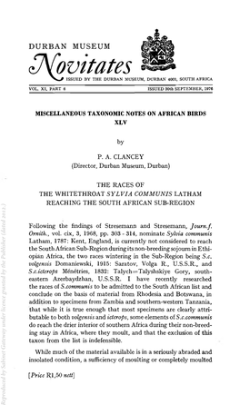 The Austral African Races of the Rush Warbler Bradypterus Baboecala.Pdf