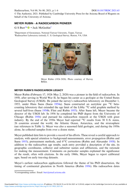 Meyer Rubin-A Radiocarbon Pioneer