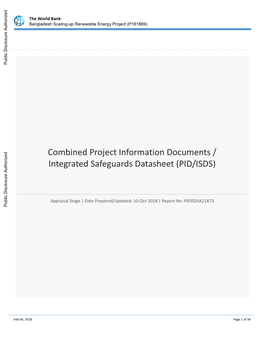 Bangladesh Scaling-Up Renewable Energy Project (P161869)