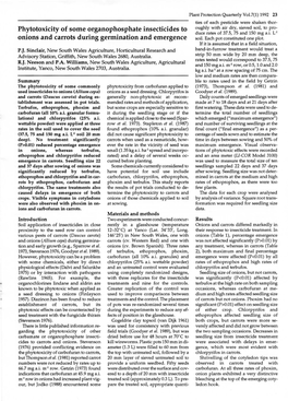 Phytotoxicity of Some Organophosphate Insecticides to Oughly with Air Dry, Sieved Soil, to Pro­ Duce Rates of 37.5, 75 and ISO Mg Aj