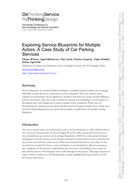 Exploring Service Blueprints for Multiple Actors: a Case Study Of