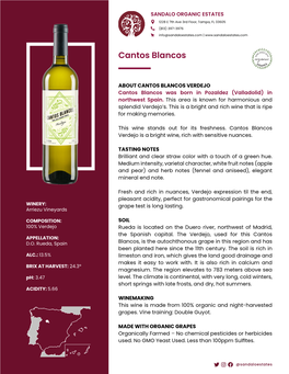 Cantos Blancos — Verdejo