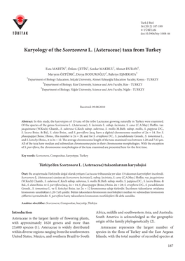 Karyology of the Scorzonera L. (Asteraceae) Taxa from Turkey