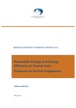 Renewable Energy and Energy Efficiency in Central Asia: Prospects for German Engagement