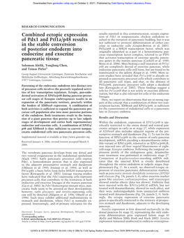 Combined Ectopic Expression of Pdx1 and Ptf1a/P48 Results in the Stable Conversion of Posterior Endoderm Into Endocrine and Exocrine Pancreatic Tissue